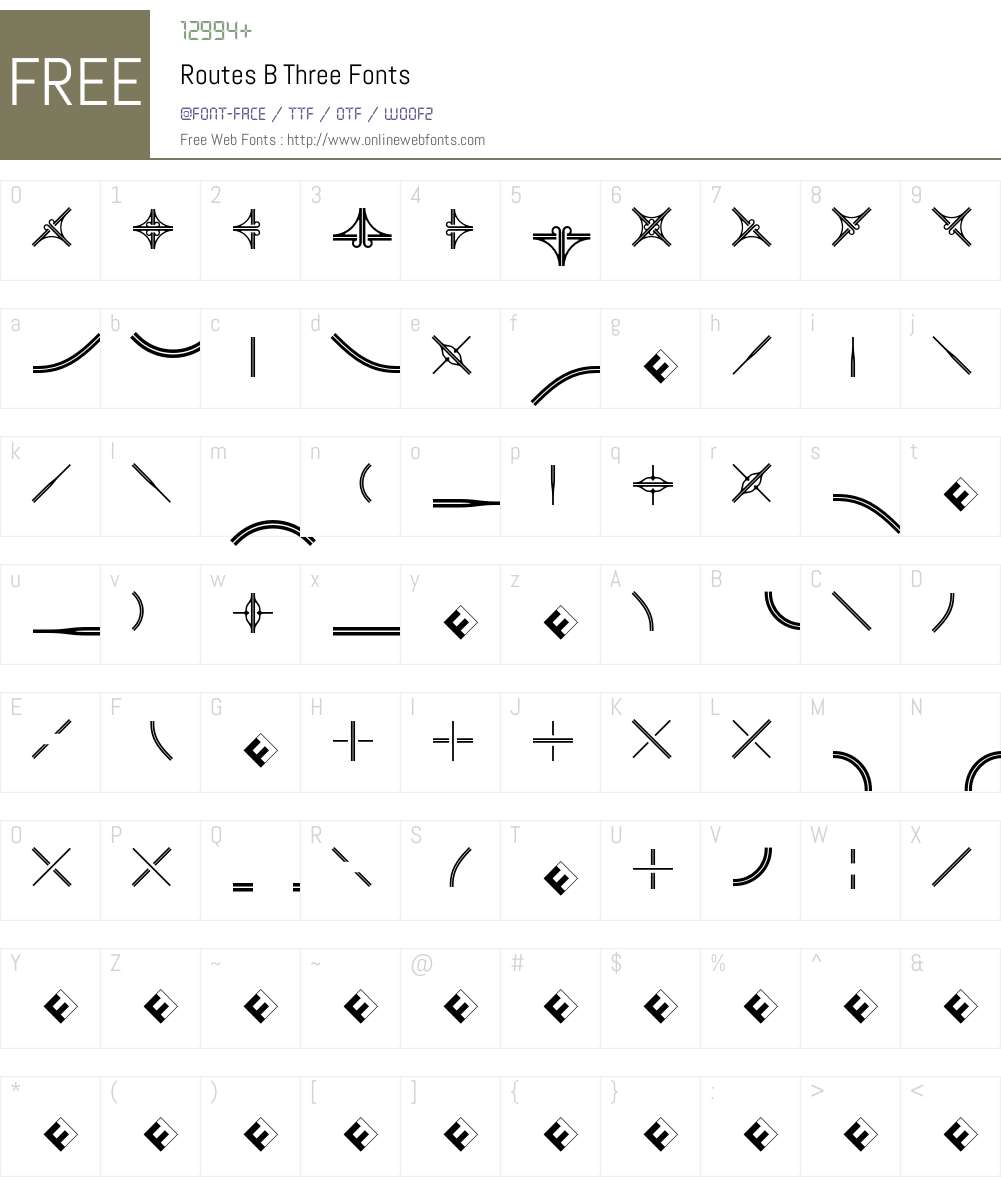 Routes B Font Screenshots