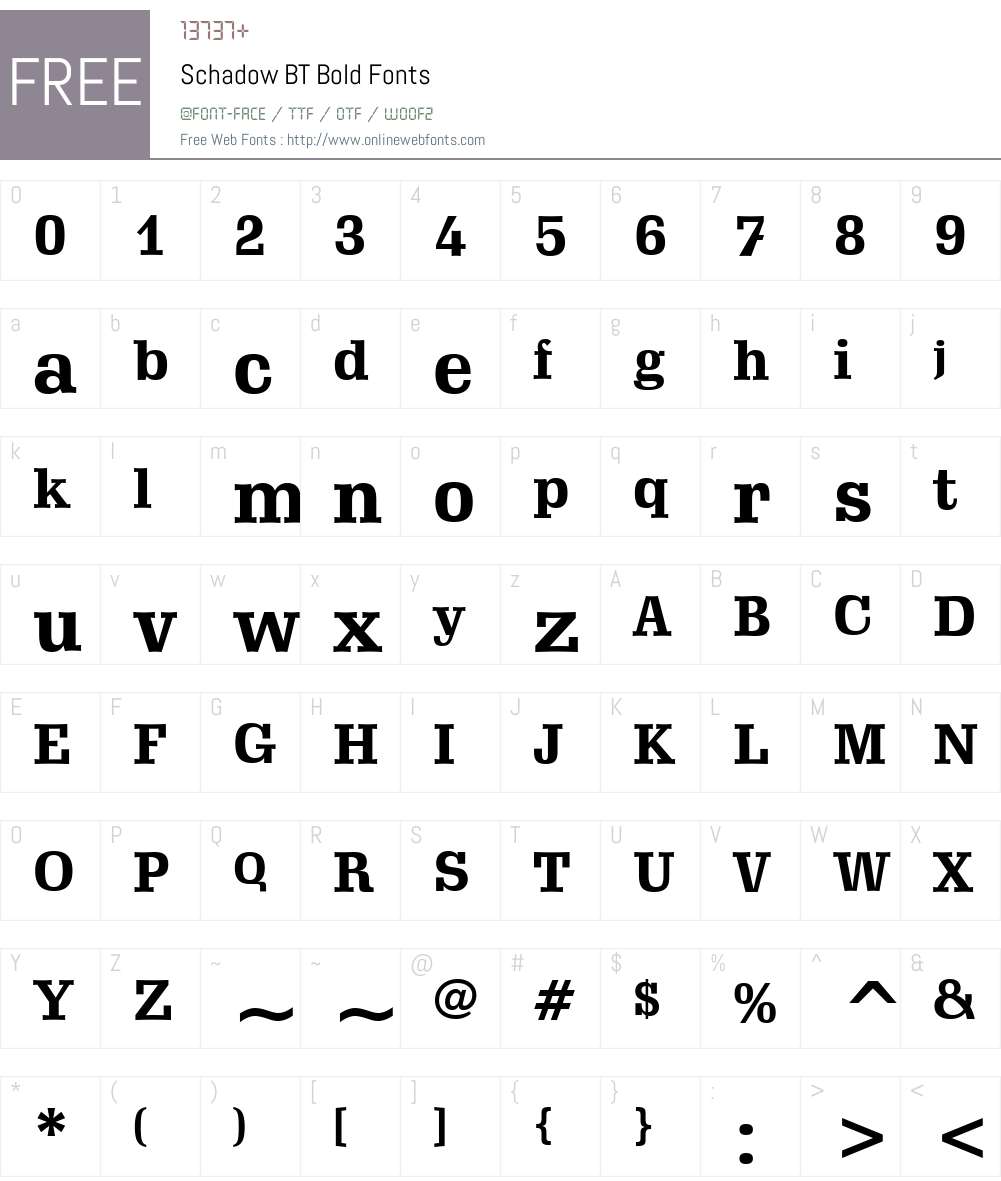 Schadow BT Font Screenshots