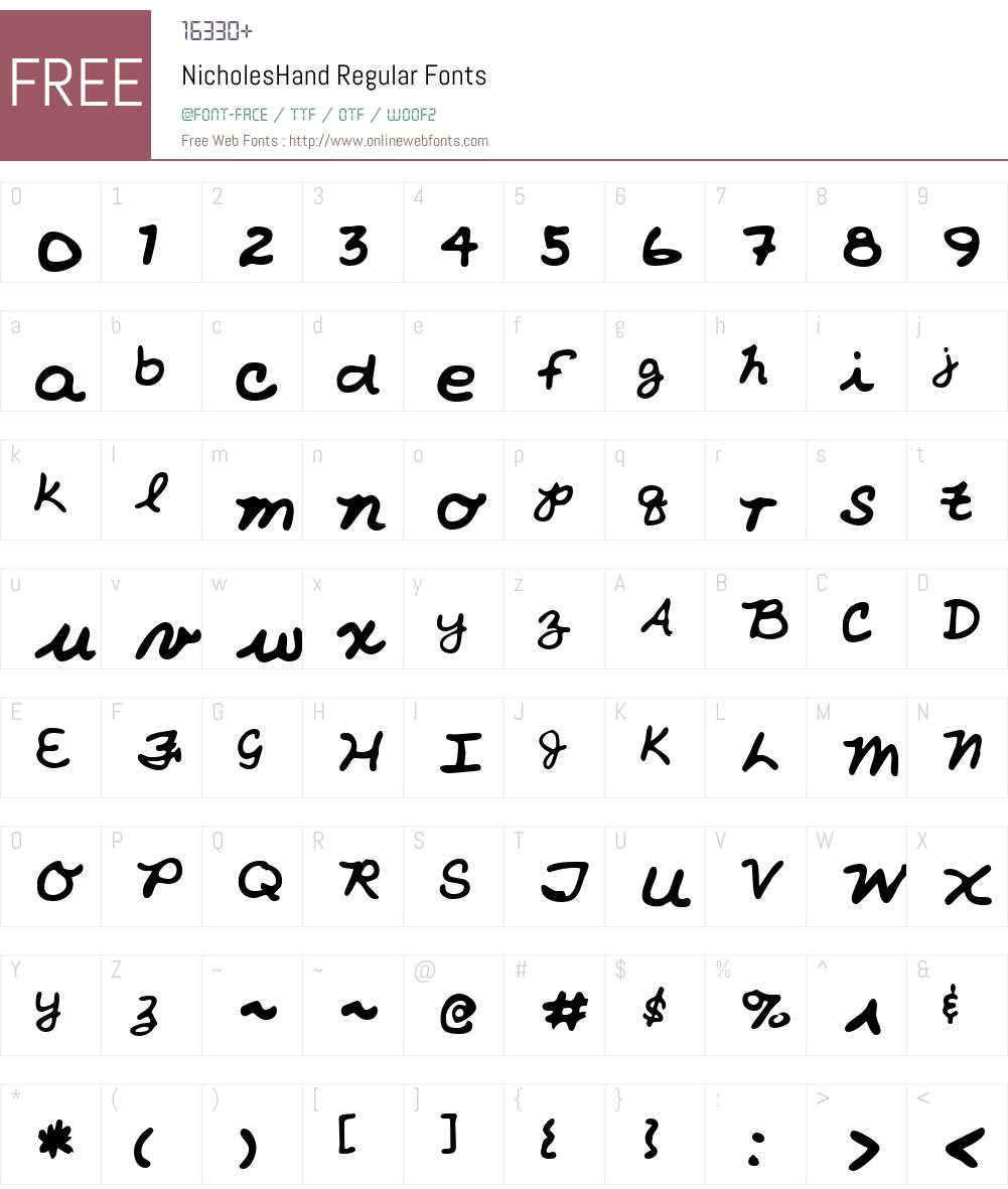 NicholesHand Font Screenshots