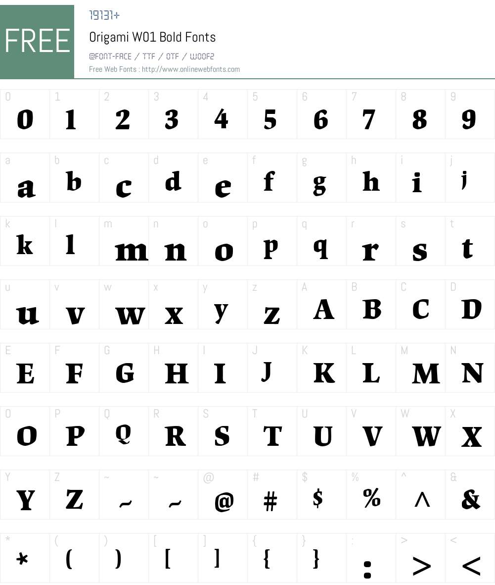 OrigamiW01-Bold Font Screenshots