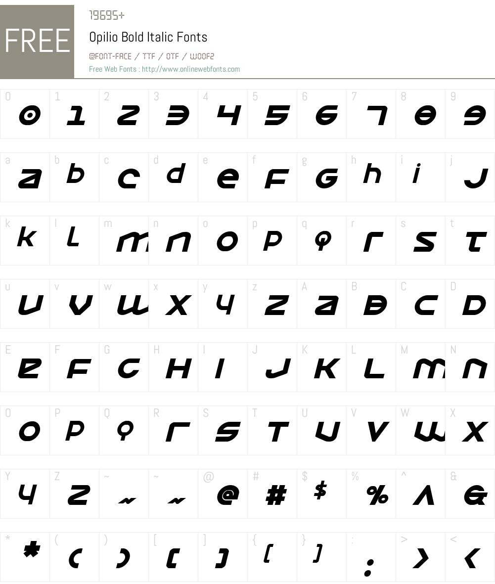 Opilio Bold Italic Font Screenshots