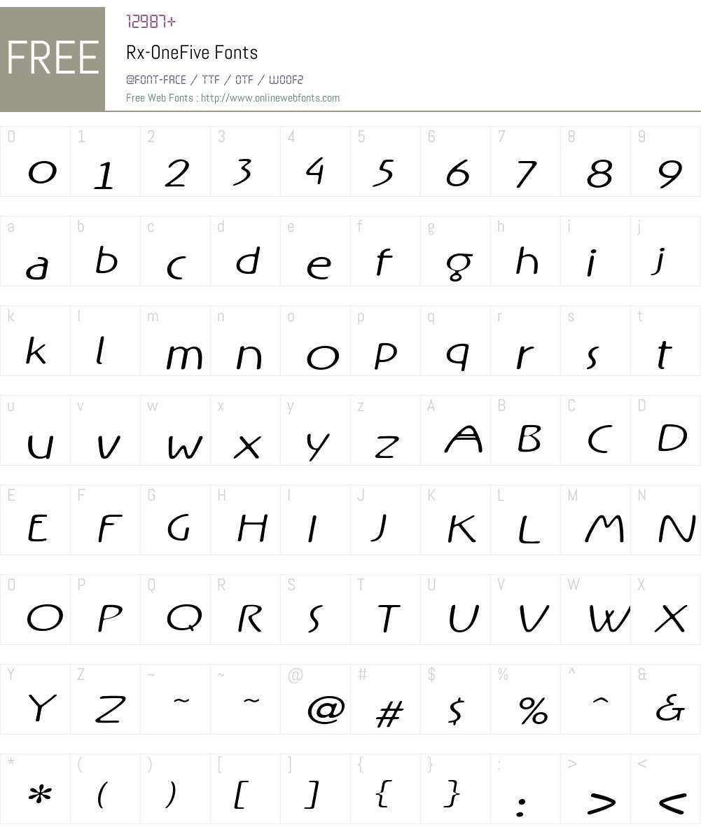 Rx-OneFive Font Screenshots