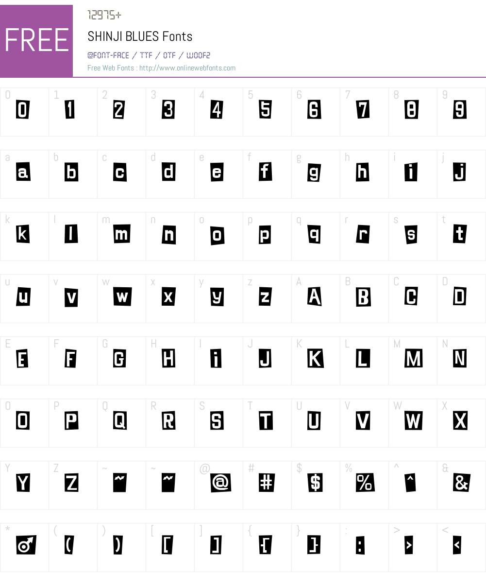 SHINJI BLUES Font Screenshots