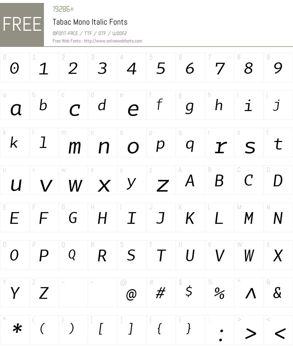 Tabac Mono Font Screenshots