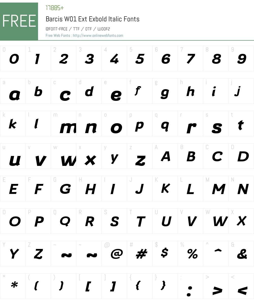 BarcisW01-ExtExboldItalic Font Screenshots