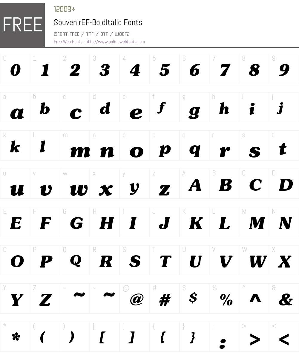 SouvenirEF-BoldItalic Font Screenshots