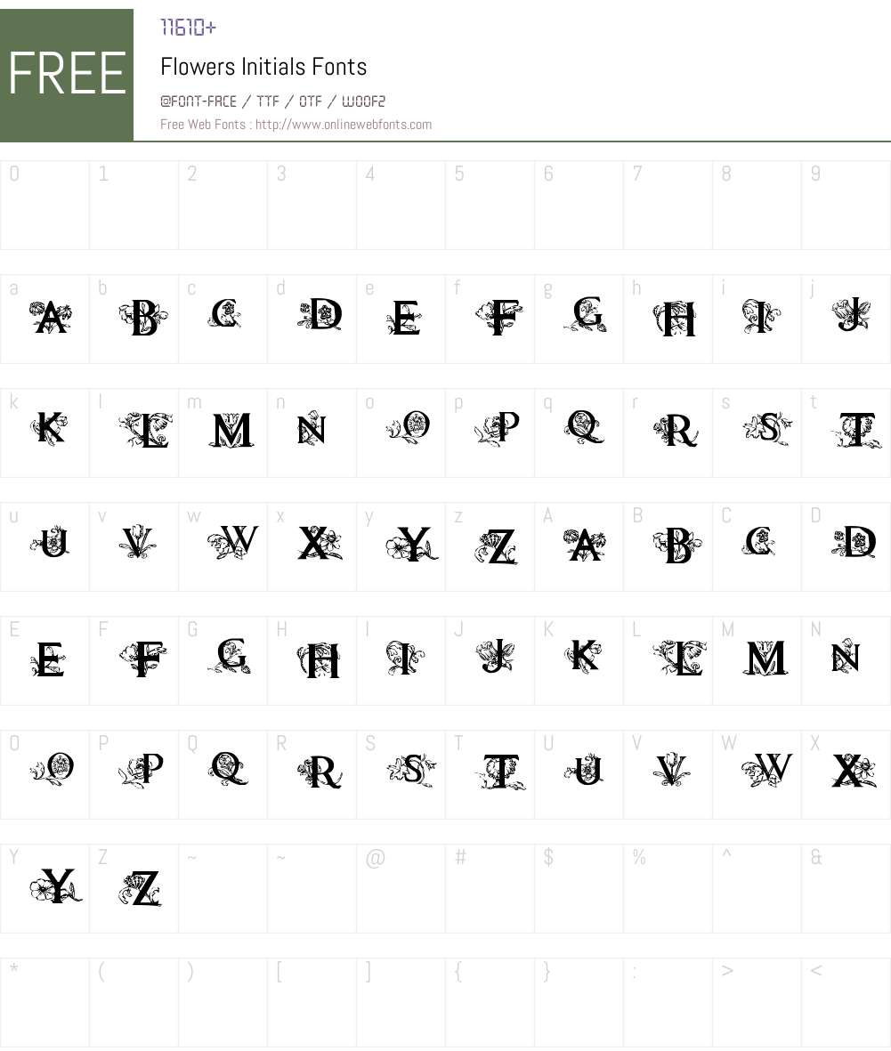 Flowers Initials Font Screenshots