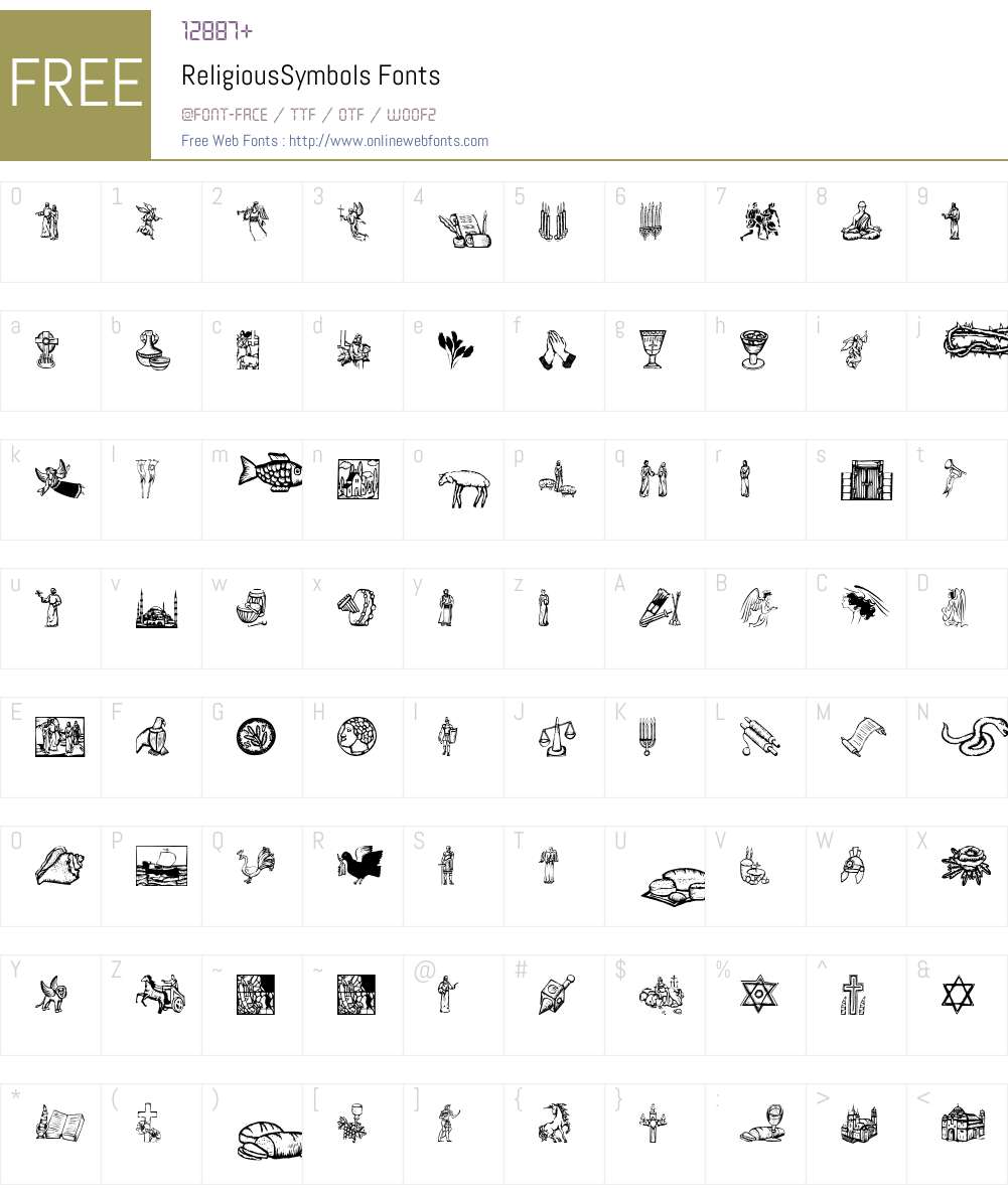ReligiousSymbols Font Screenshots