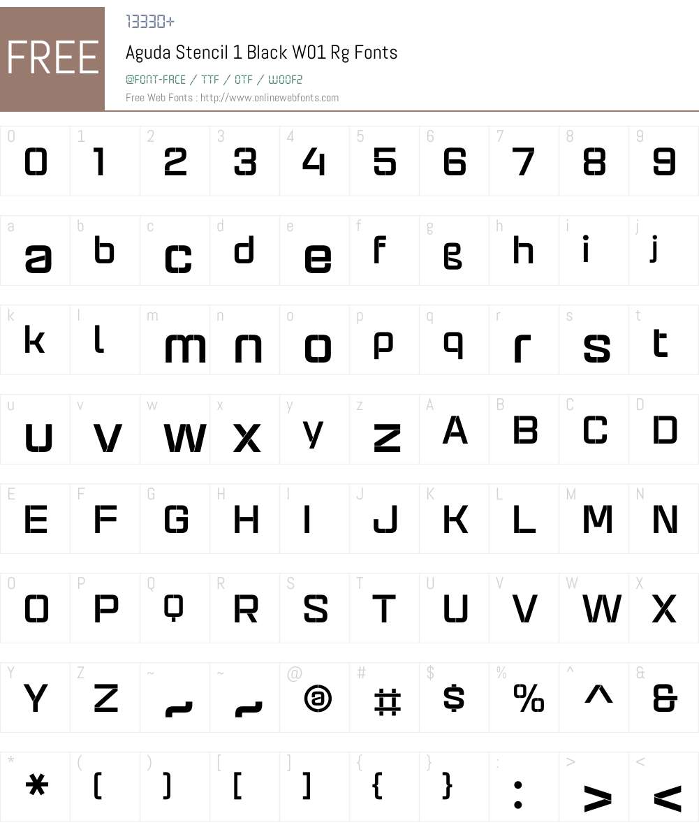 AgudaStencil1BlackW01-Rg Font Screenshots