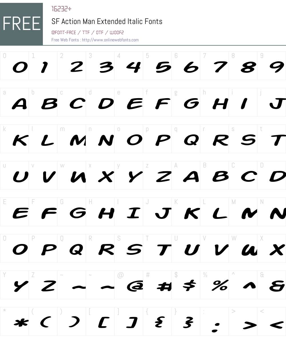 SF Action Man Extended Font Screenshots