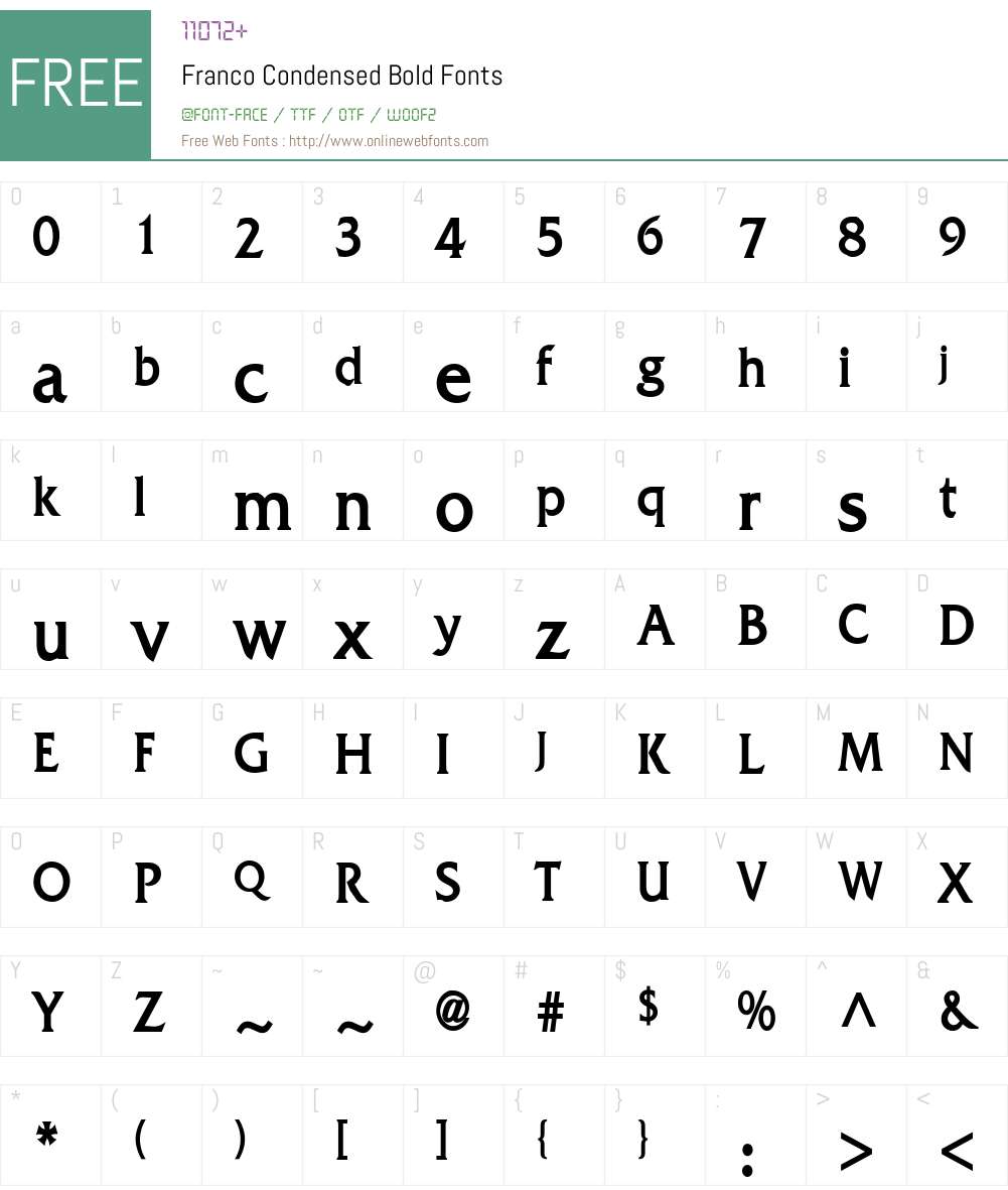 Franco Condensed Font Screenshots