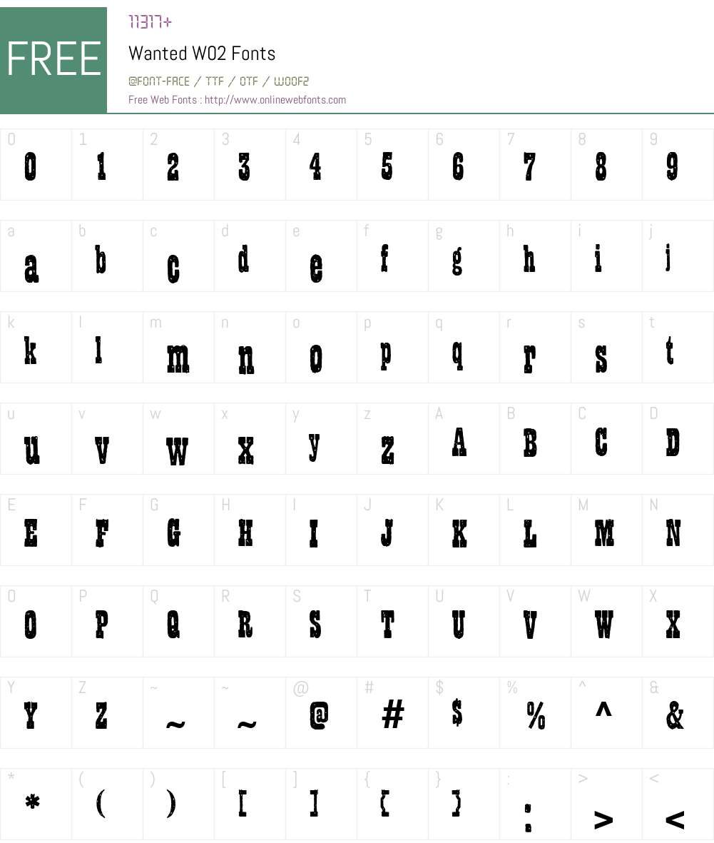 Wanted Font Screenshots