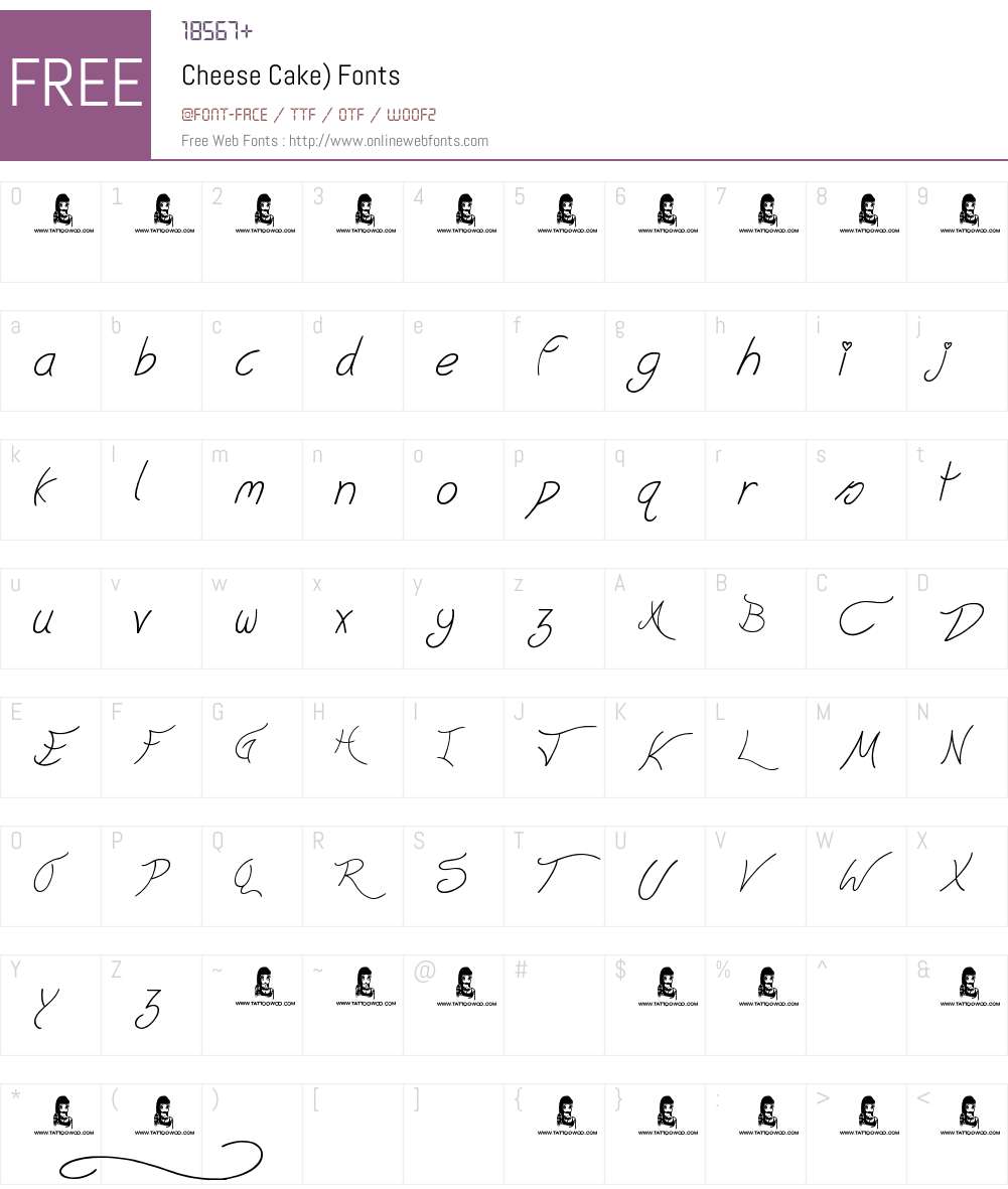 Cheese Cake) Font Screenshots