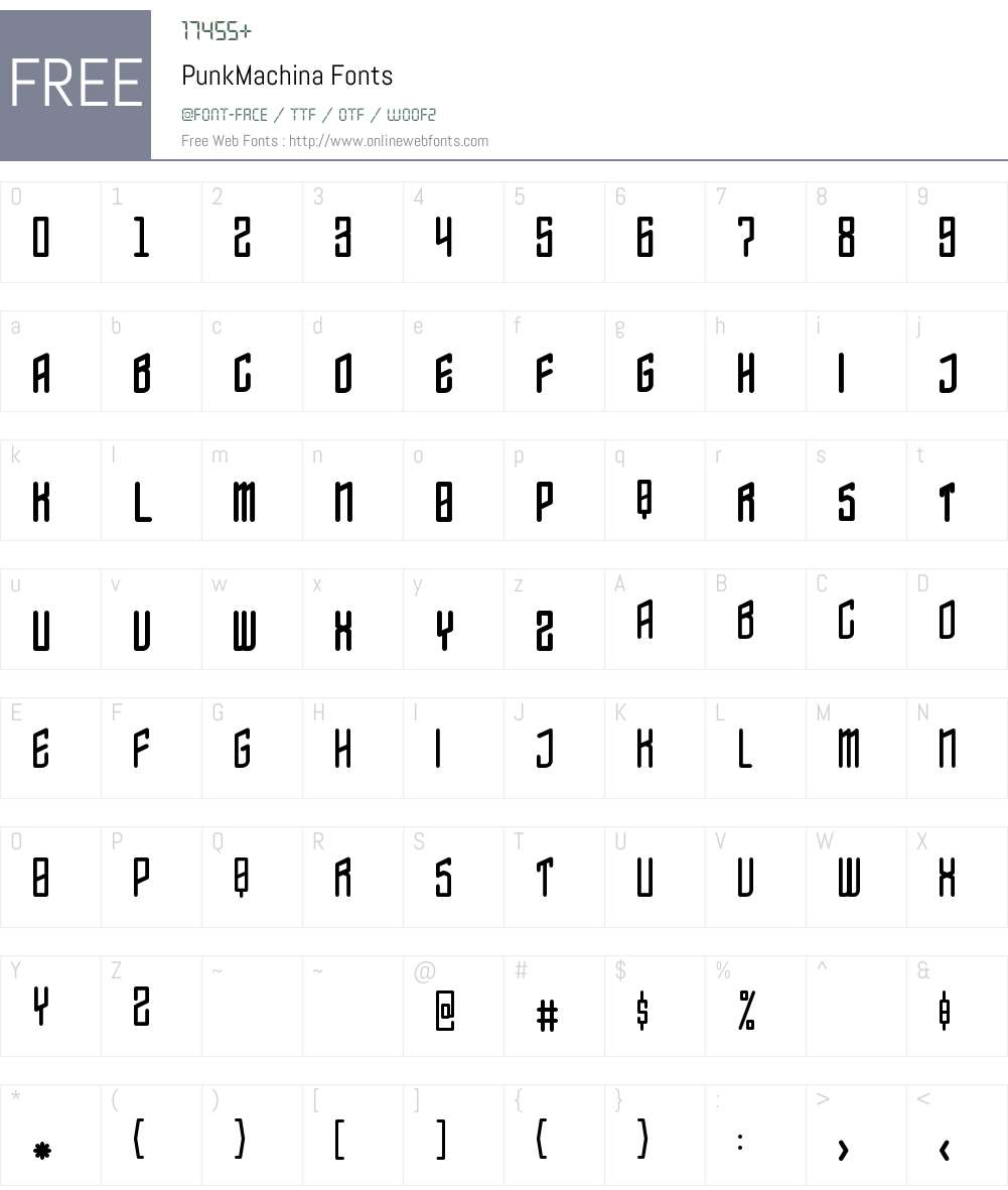 Punk Machina Font Screenshots