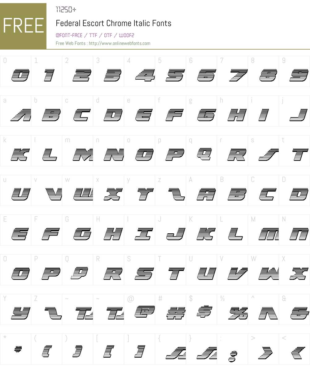 Federal Escort Chrome Italic Font Screenshots