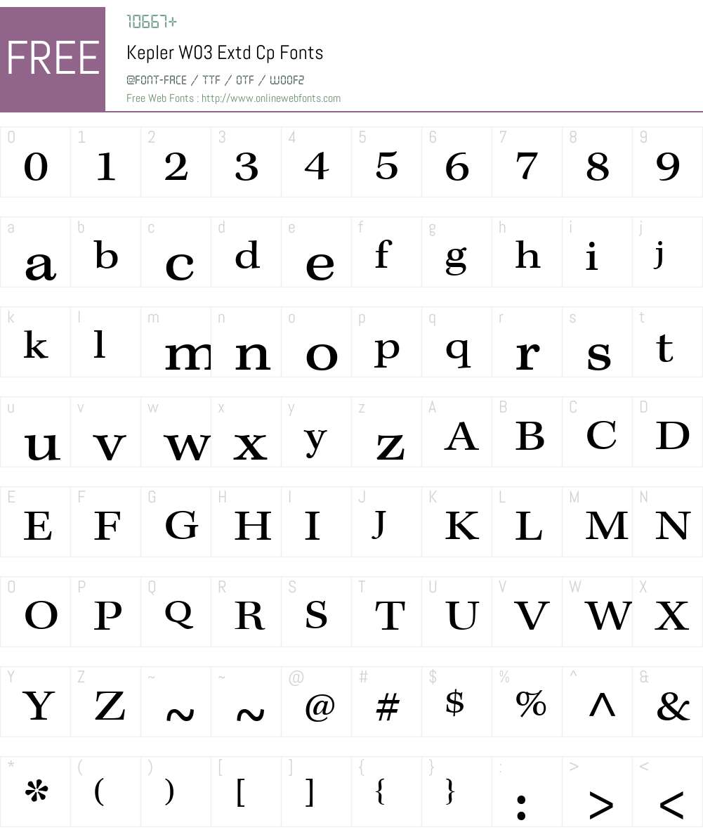 KeplerW03-ExtdCp Font Screenshots