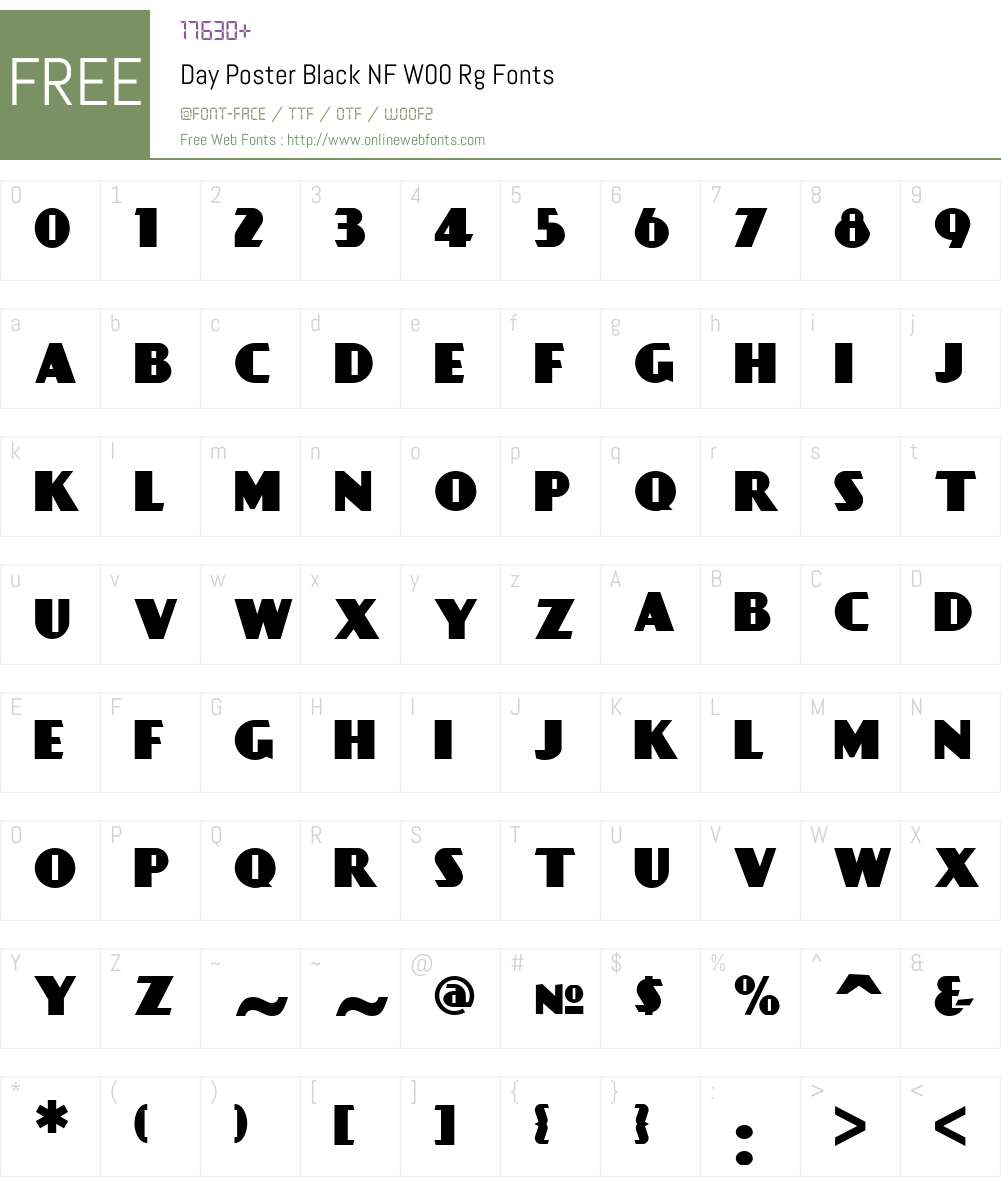 DayPosterBlackNFW00-Regular Font Screenshots