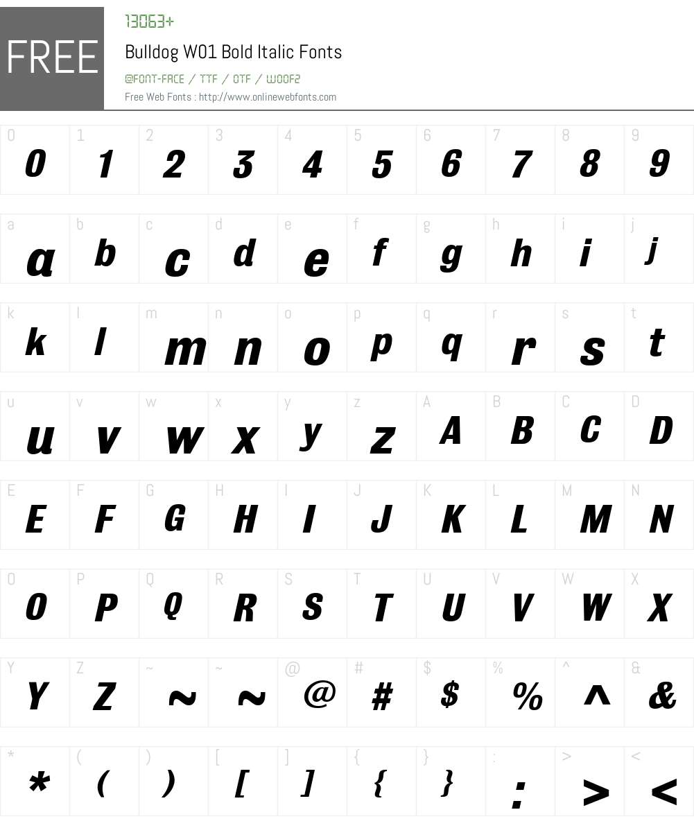 BulldogW01-BoldItalic Font Screenshots