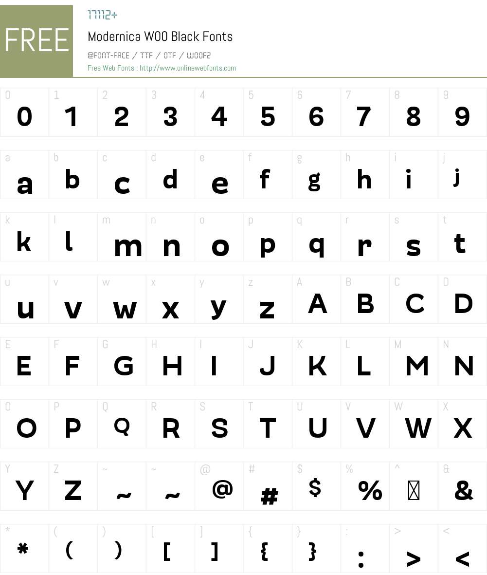 ModernicaW00-Black Font Screenshots