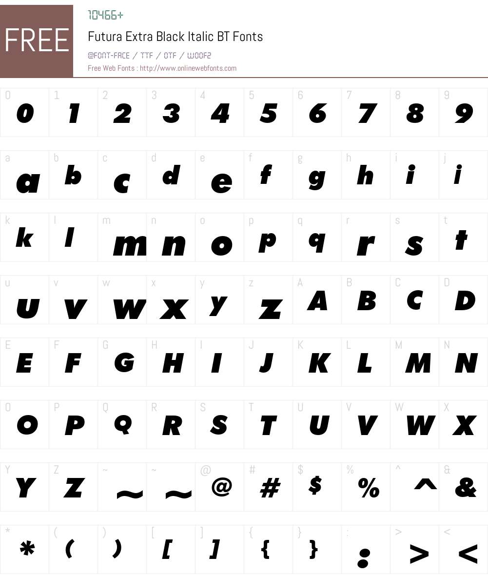 Futura XBlkIt BT Font Screenshots