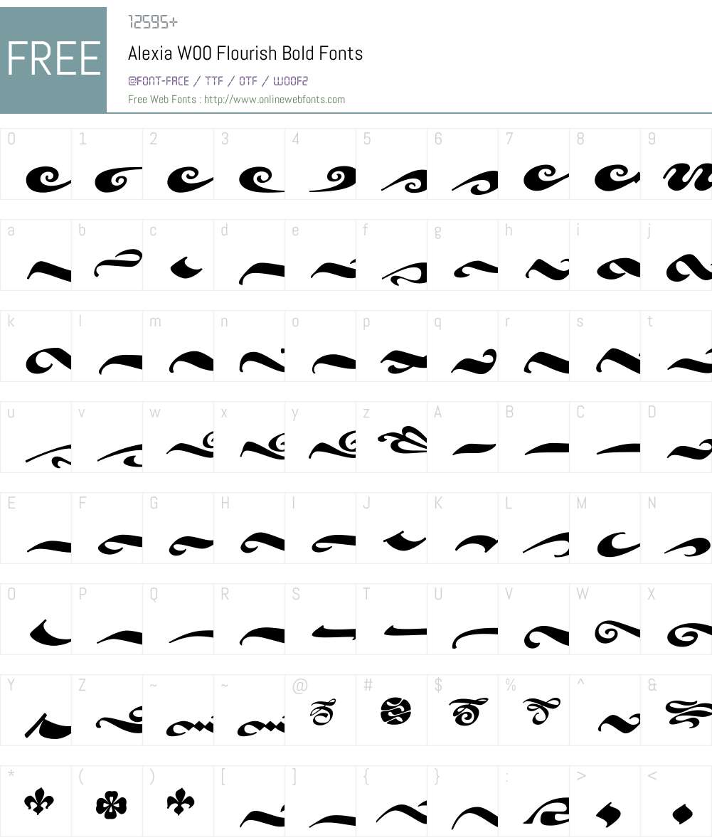 AlexiaW00-FlourishBold Font Screenshots