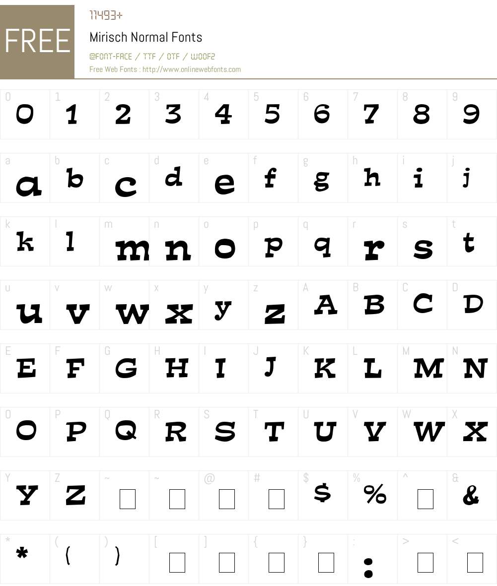 Mirisch Font Screenshots