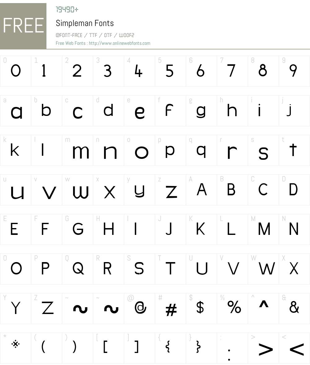 Simpleman Font Screenshots