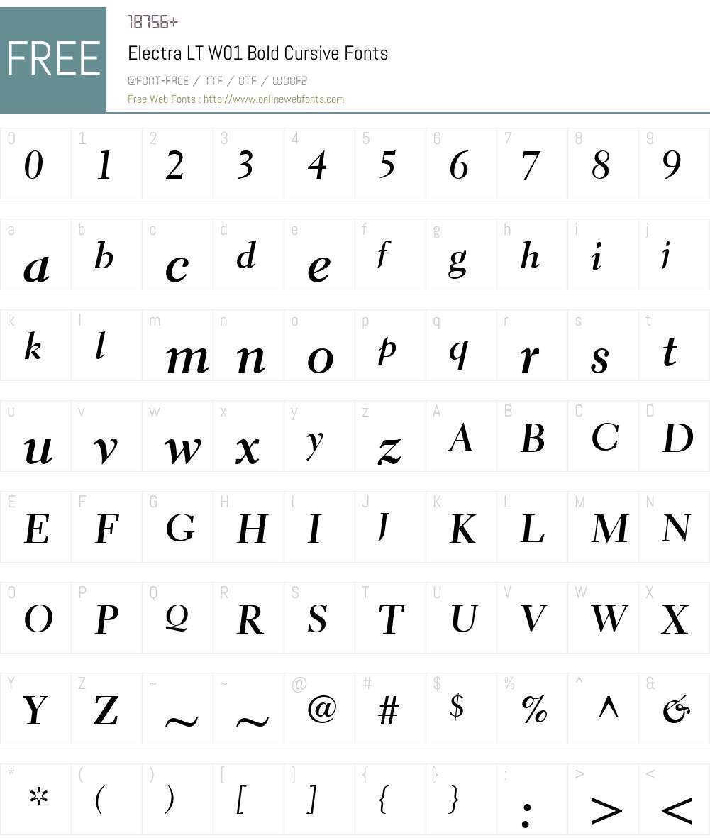 ElectraLTW01-BoldCursive Font Screenshots