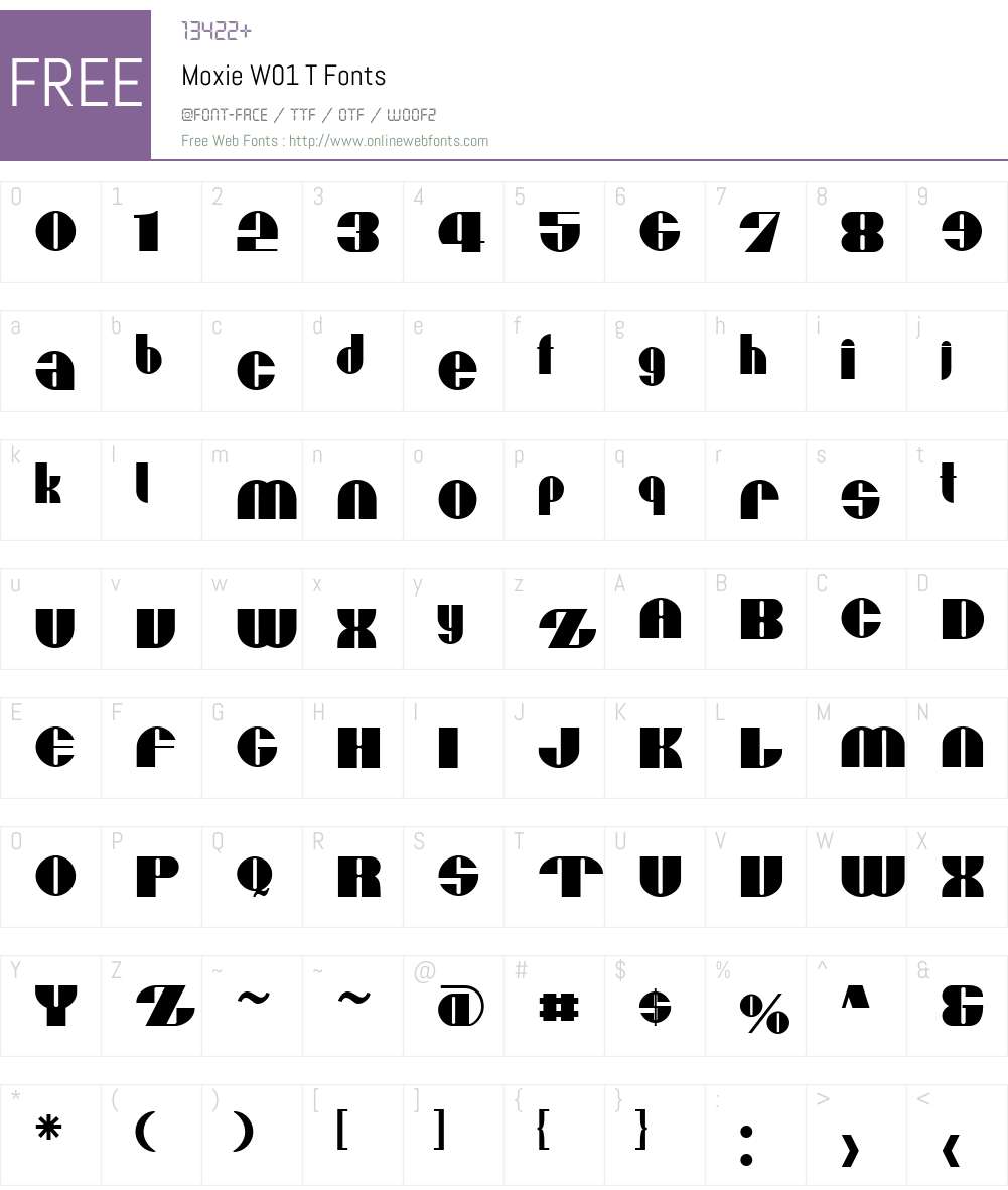MoxieW01-T Font Screenshots