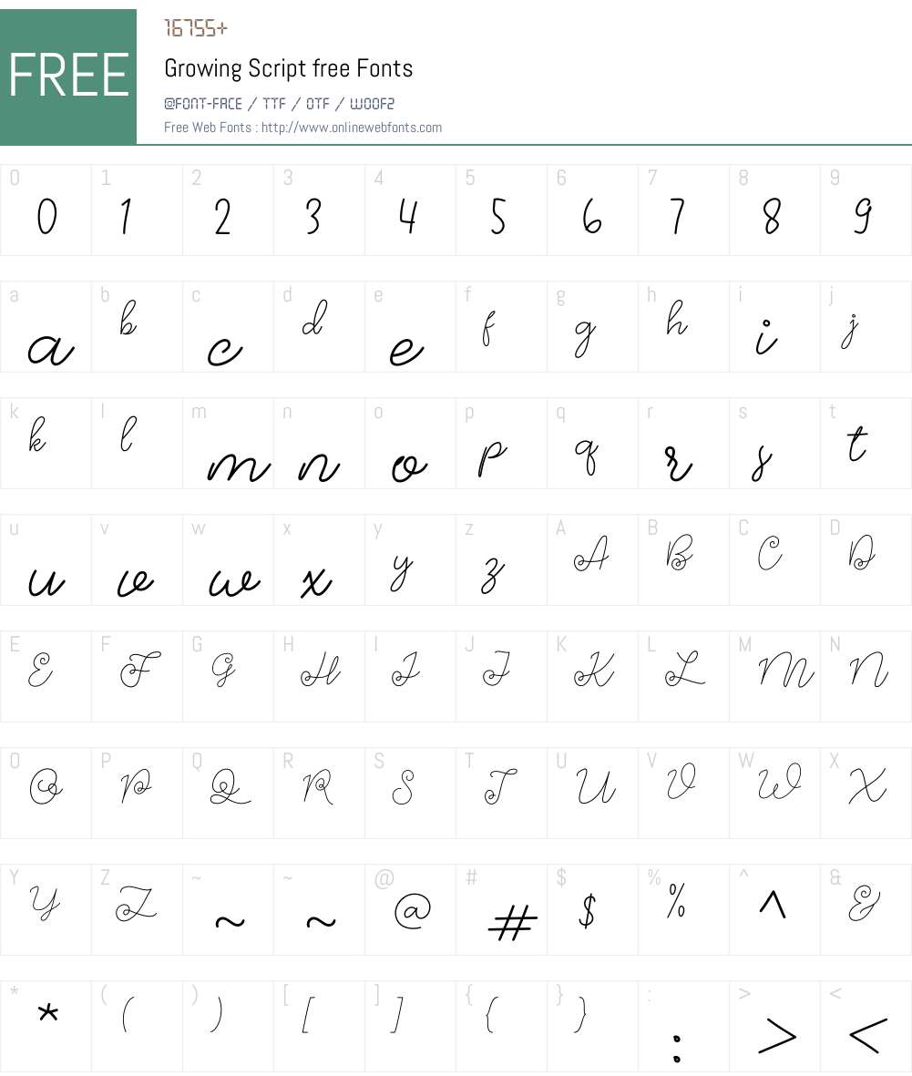 Growing Script free 1.00;November 20, 2020;FontCreator 12.0.0.2545 64 ...