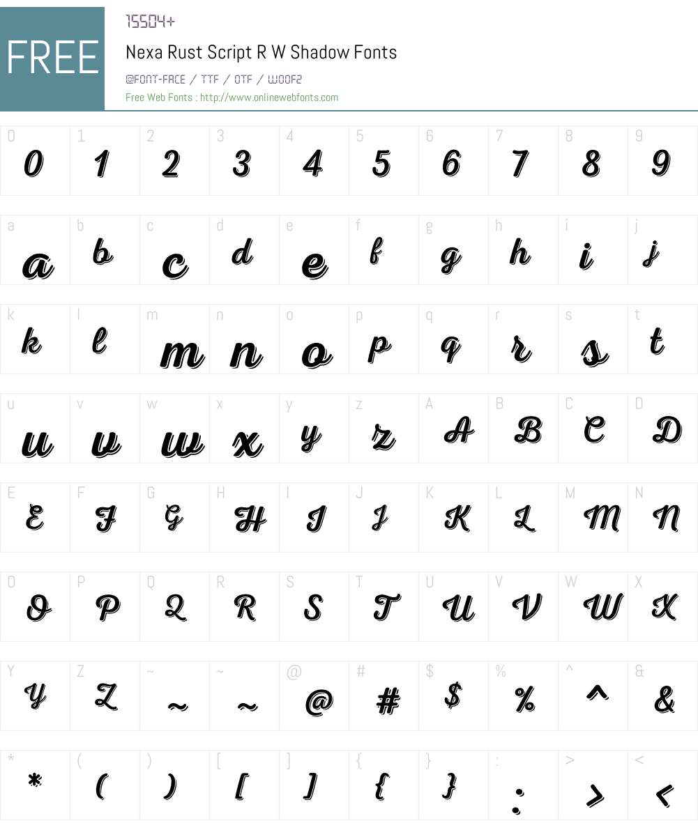 NexaRustScriptRW-Shadow Font Screenshots