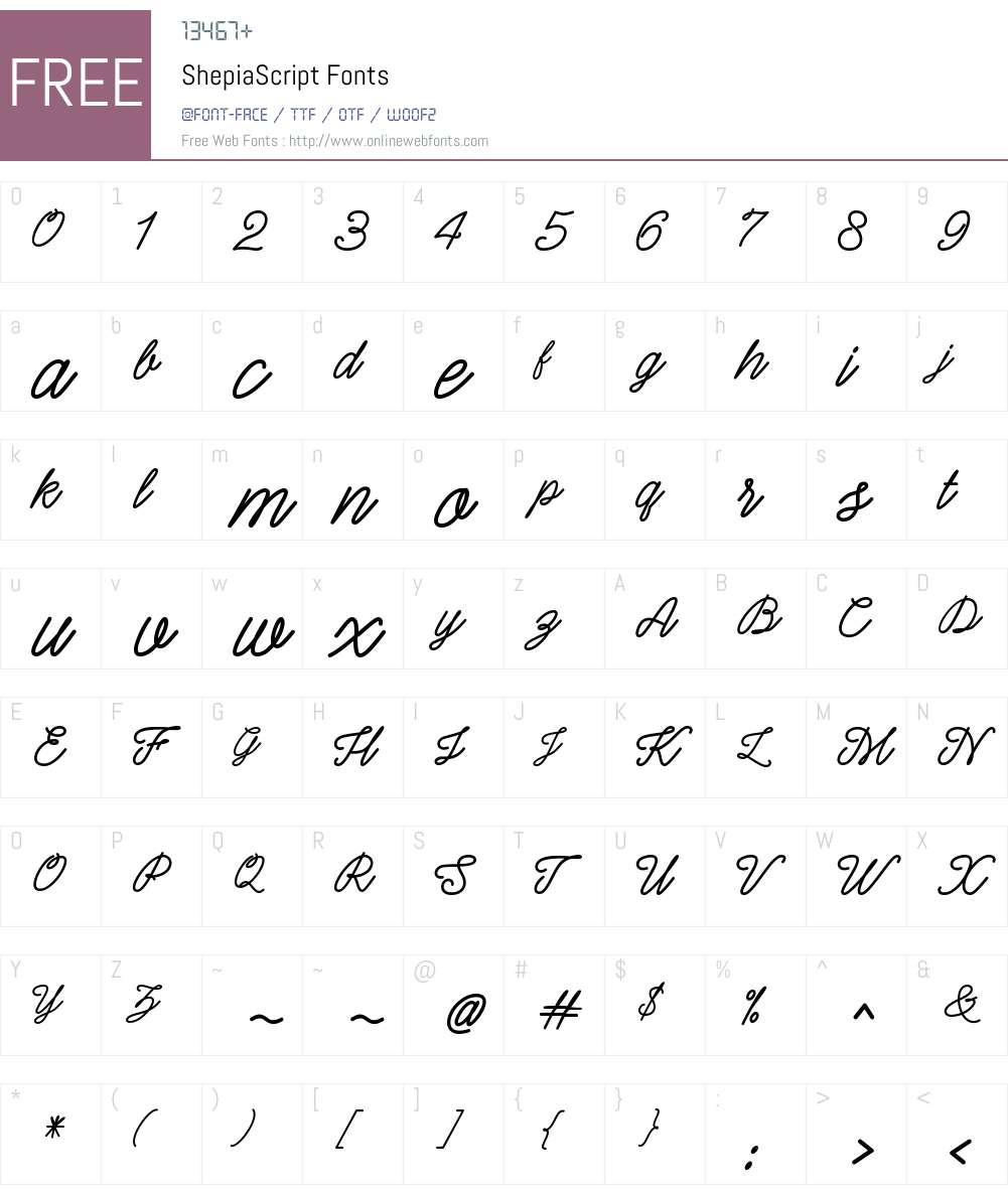 Shepia Script Font Screenshots