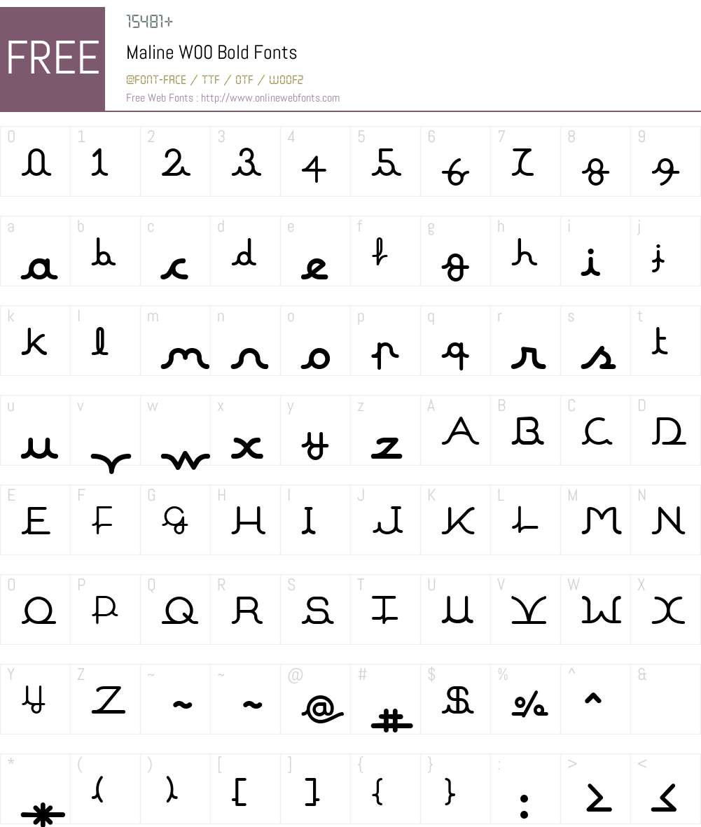 MalineW00-Bold Font Screenshots