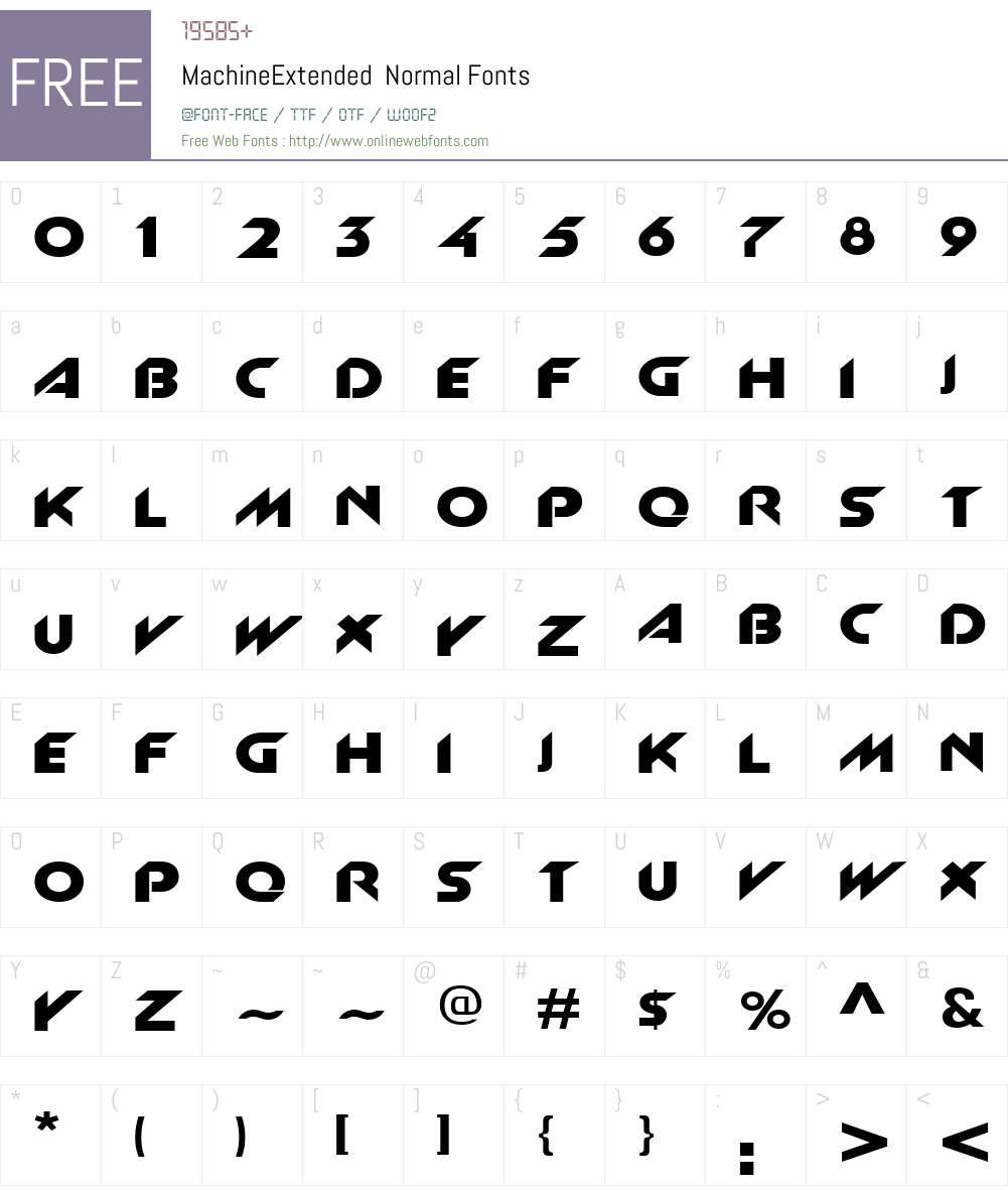MachineExtended Font Screenshots
