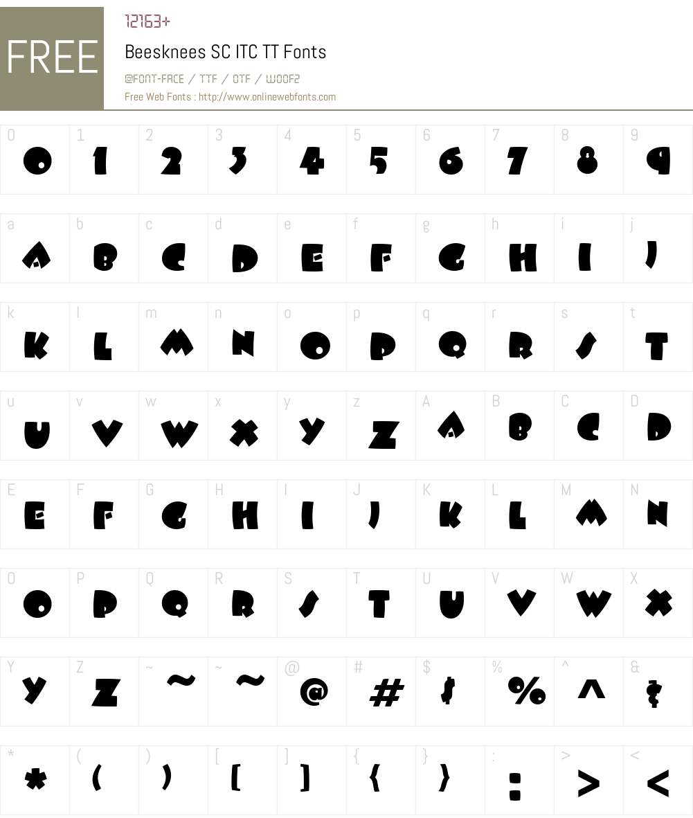 Beesknees SC ITC TT Font Screenshots
