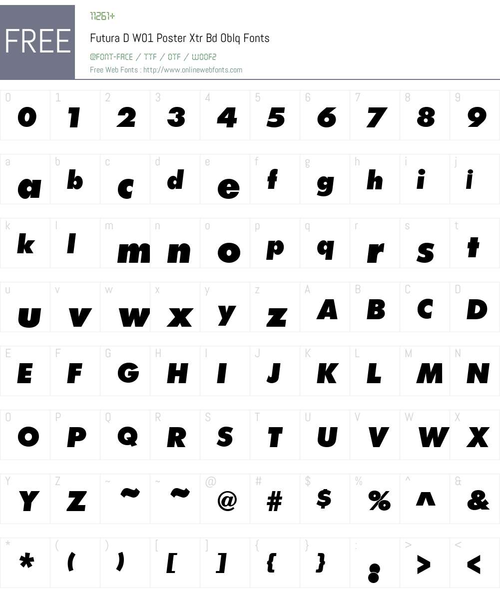 FuturaDW01-PosterXtrBdOblq Font Screenshots