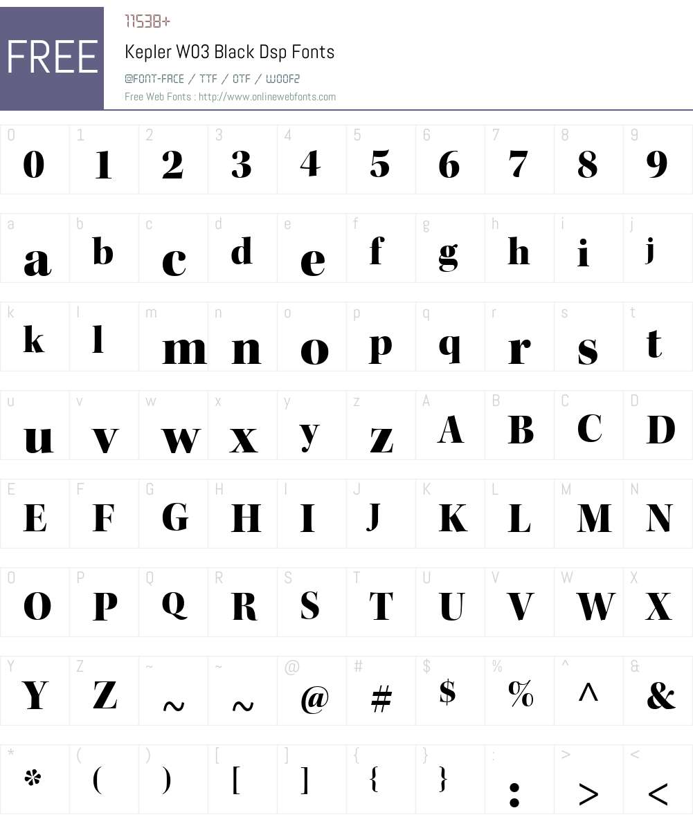 KeplerW03-BlackDsp Font Screenshots