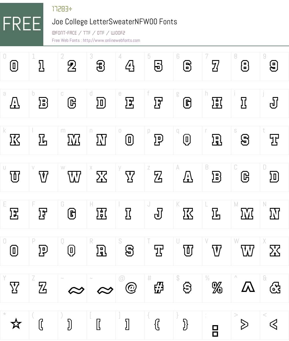 JoeCollegeLetterSweaterNFW00 Font Screenshots