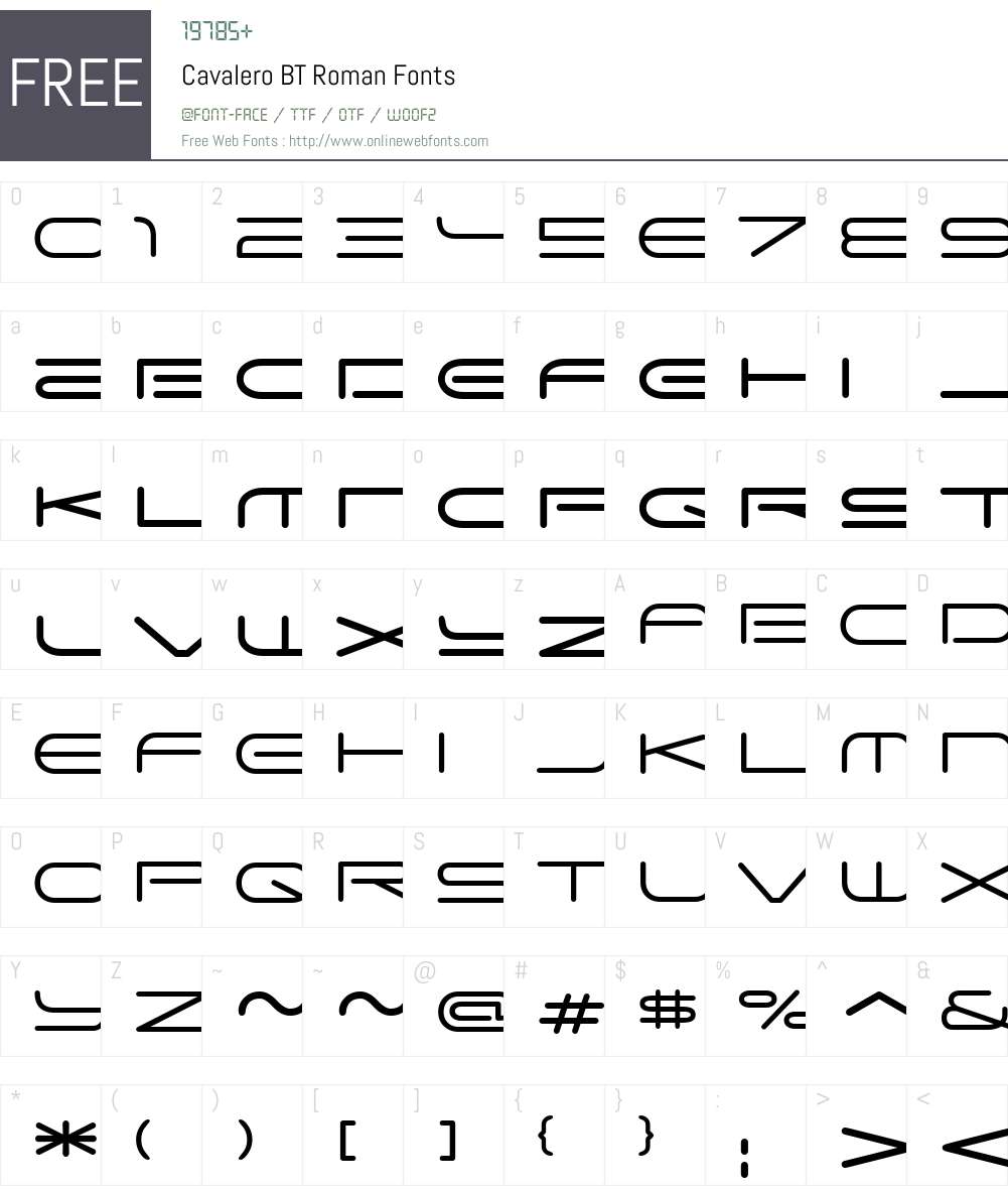 Cavalero BT Font Screenshots