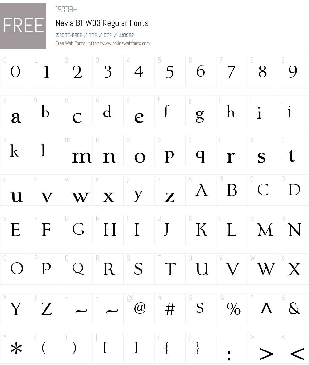 Nevia BT Font Screenshots