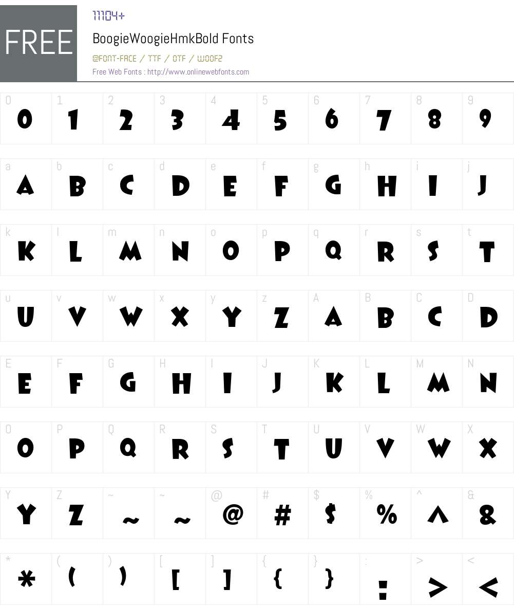 BoogieWoogieHmkBold Font Screenshots