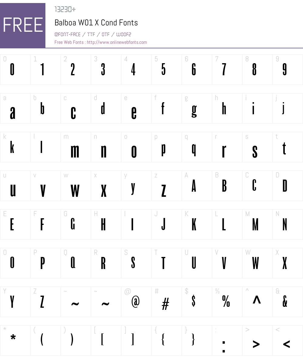 BalboaW01-XCond Font Screenshots