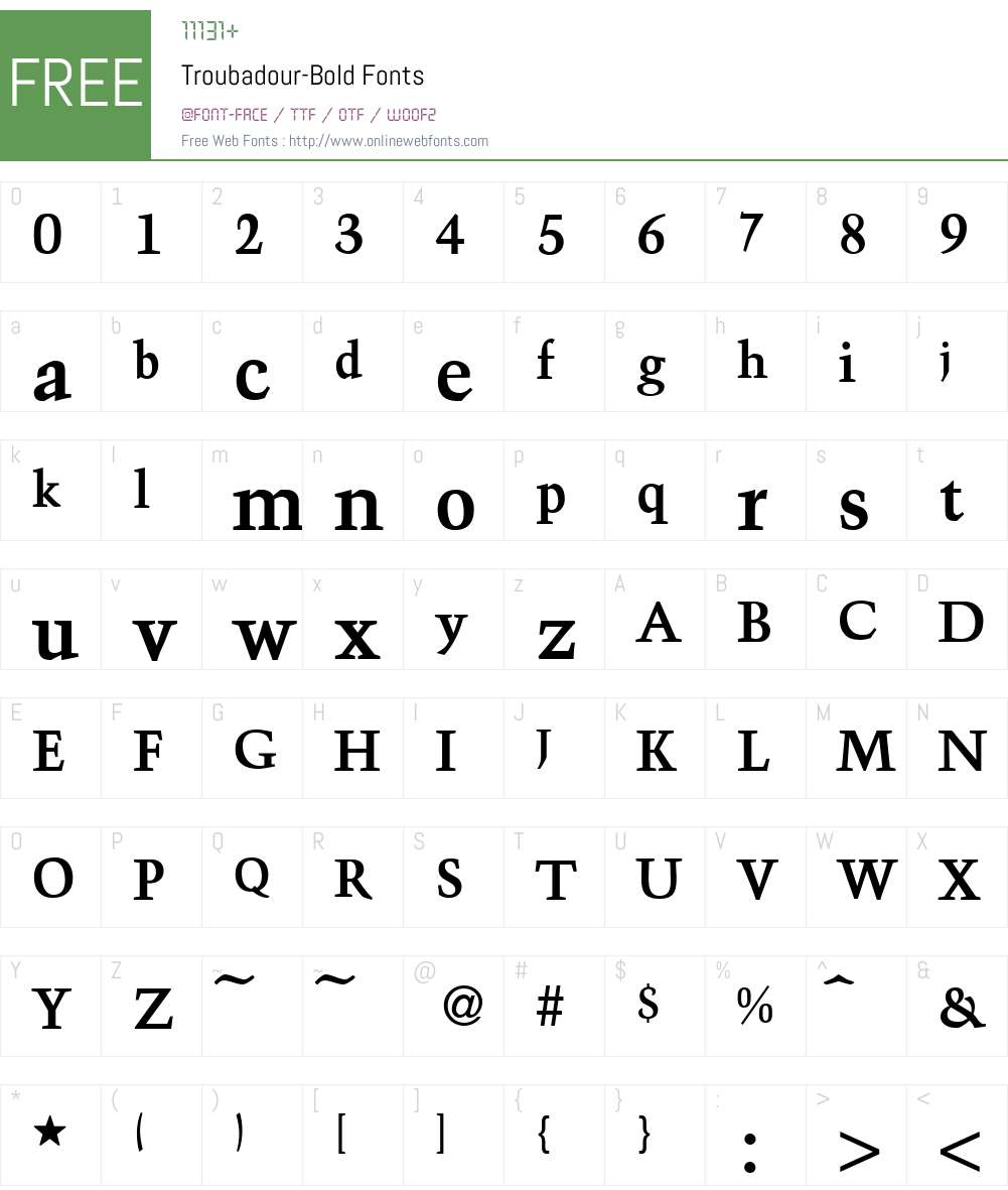 Troubadour Font Screenshots
