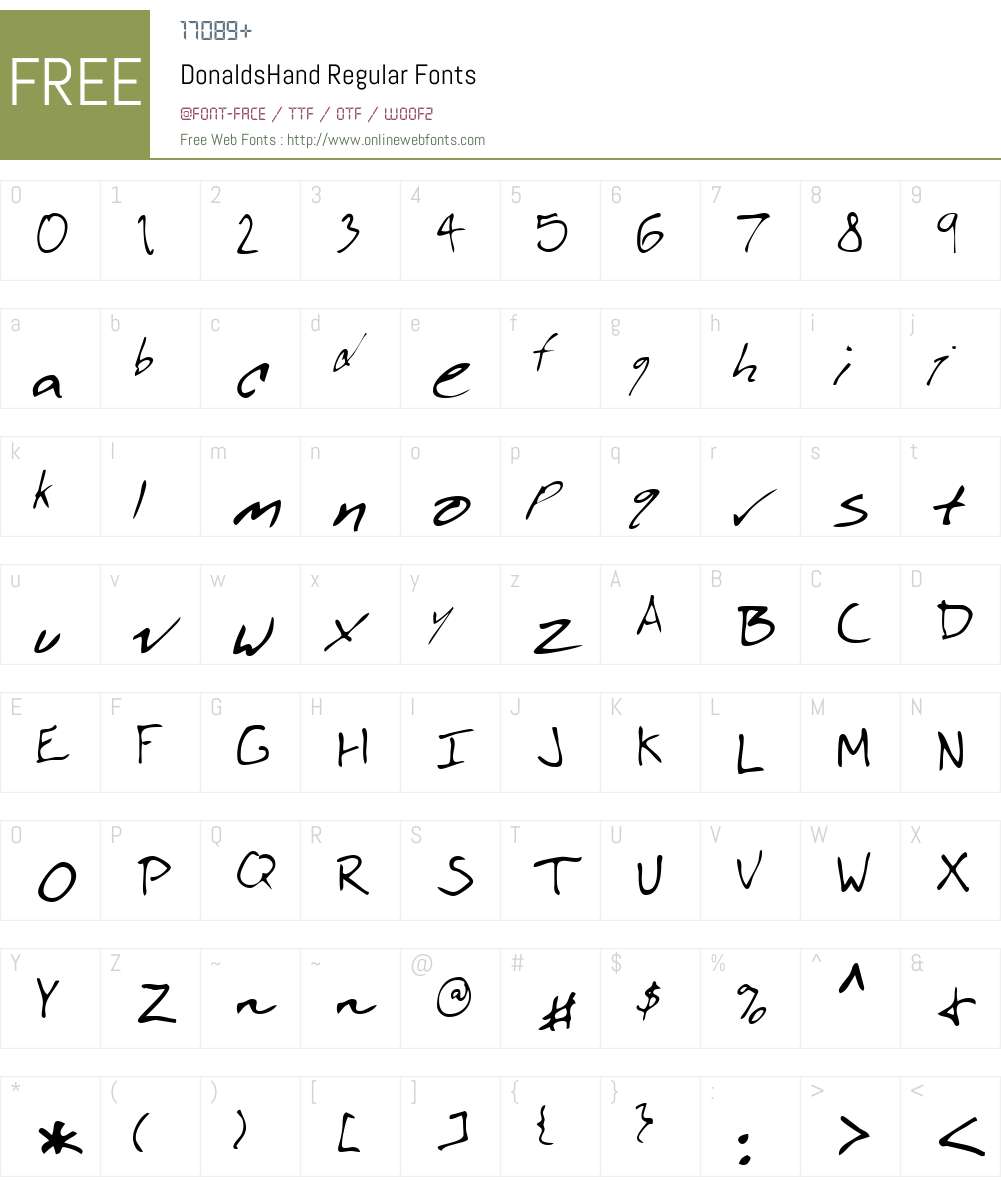 DonaldsHand Font Screenshots