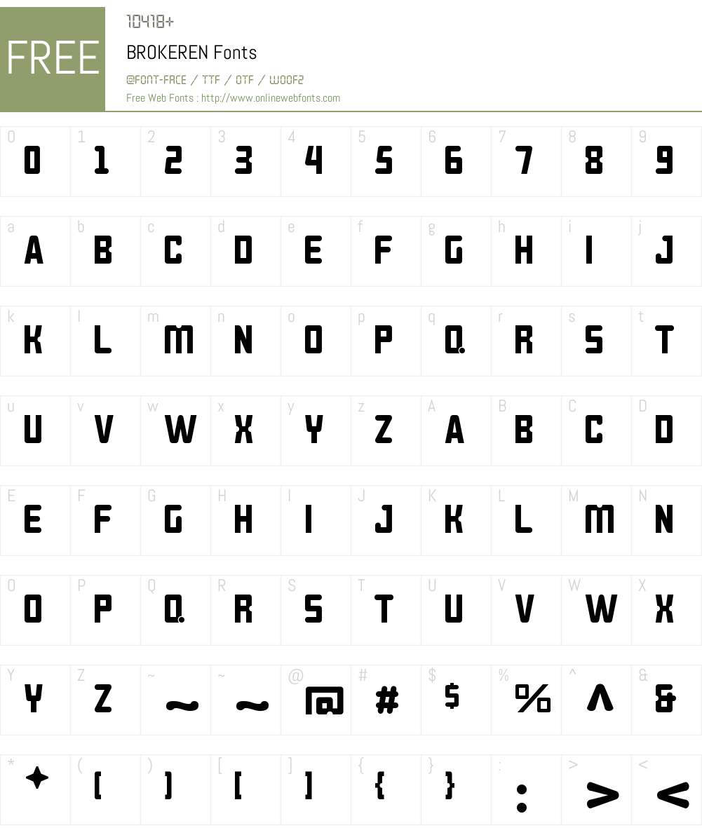 BROKEREN Font Screenshots