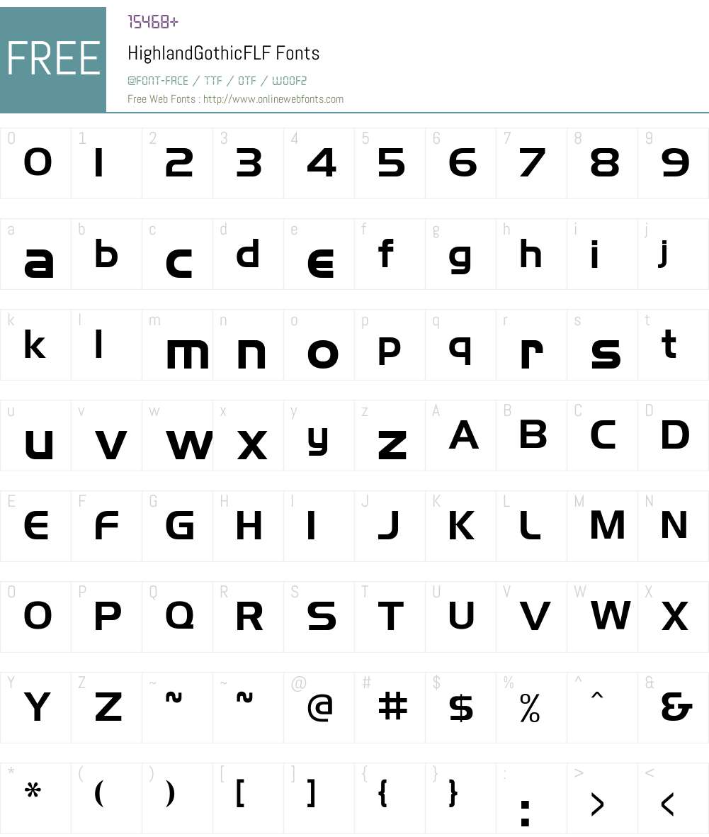 HighlandGothicFLF Font Screenshots