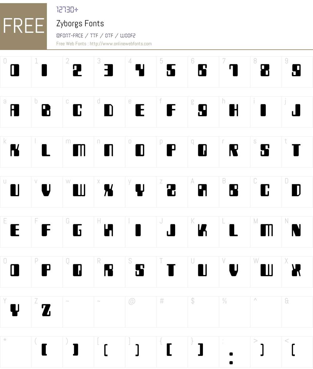 Zyborgs Font Screenshots