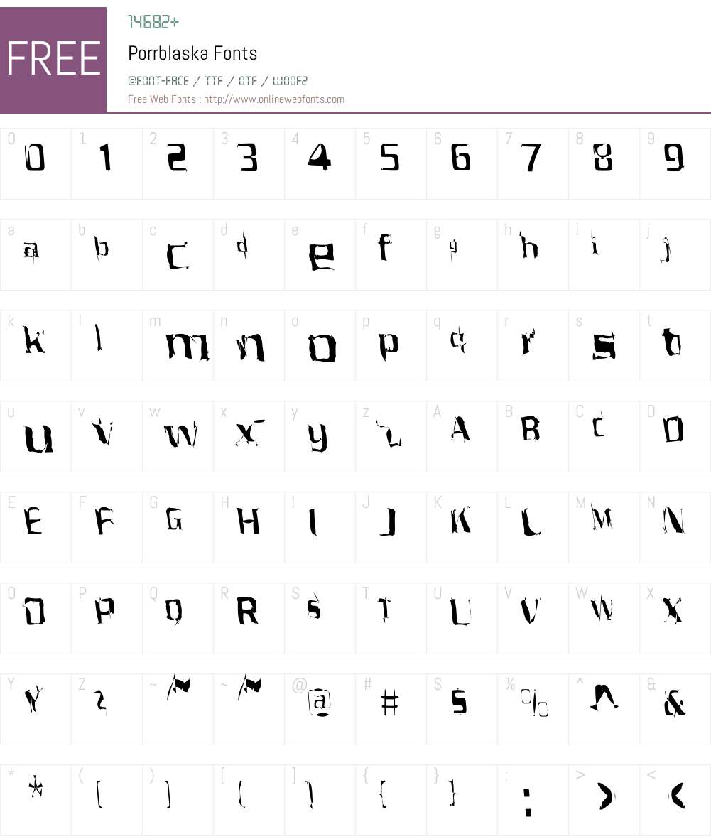 Porrblaska Font Screenshots