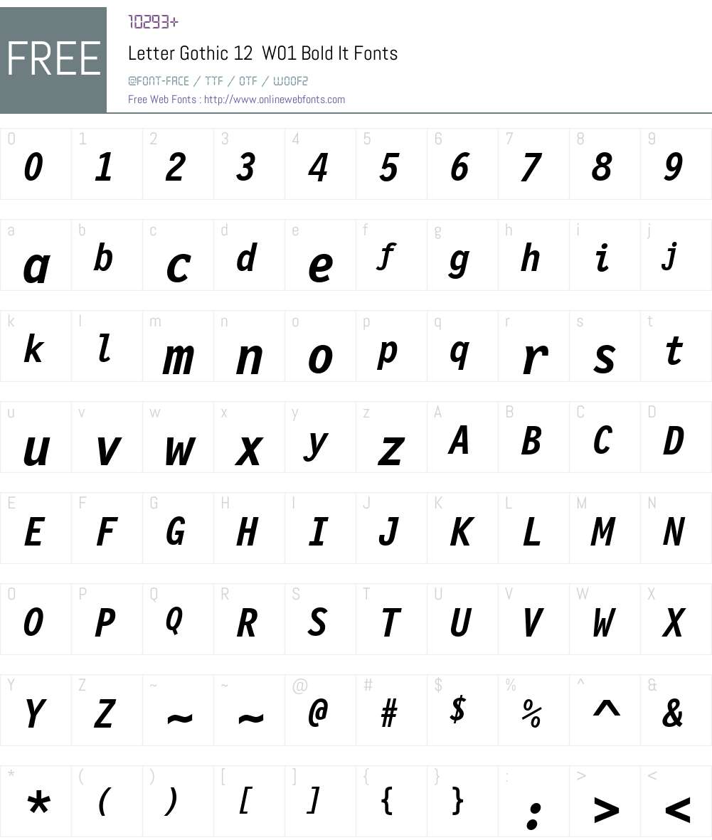 LetterGothic12W01-BoldIt Font Screenshots