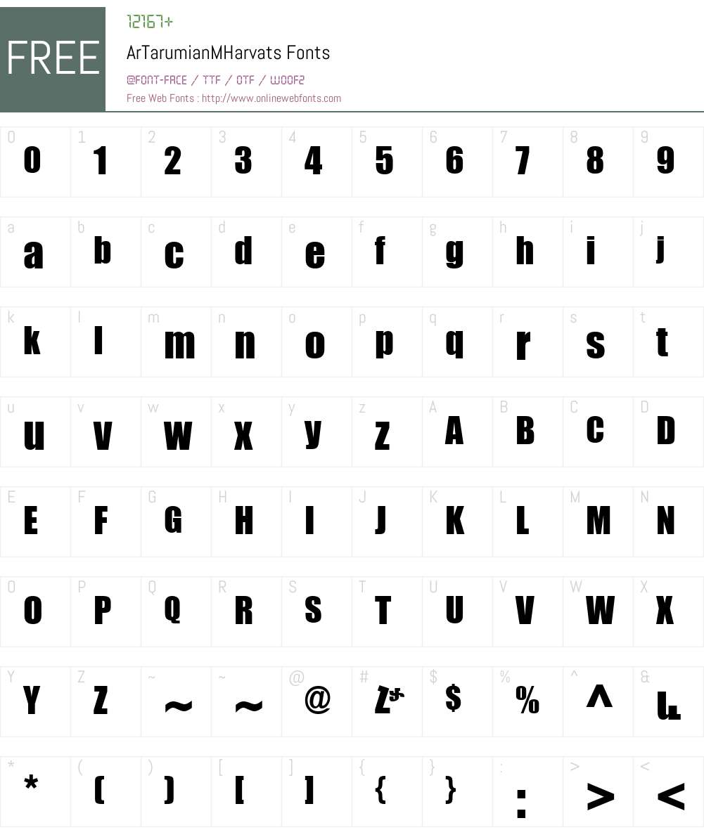 ArTarumianMHarvats Font Screenshots